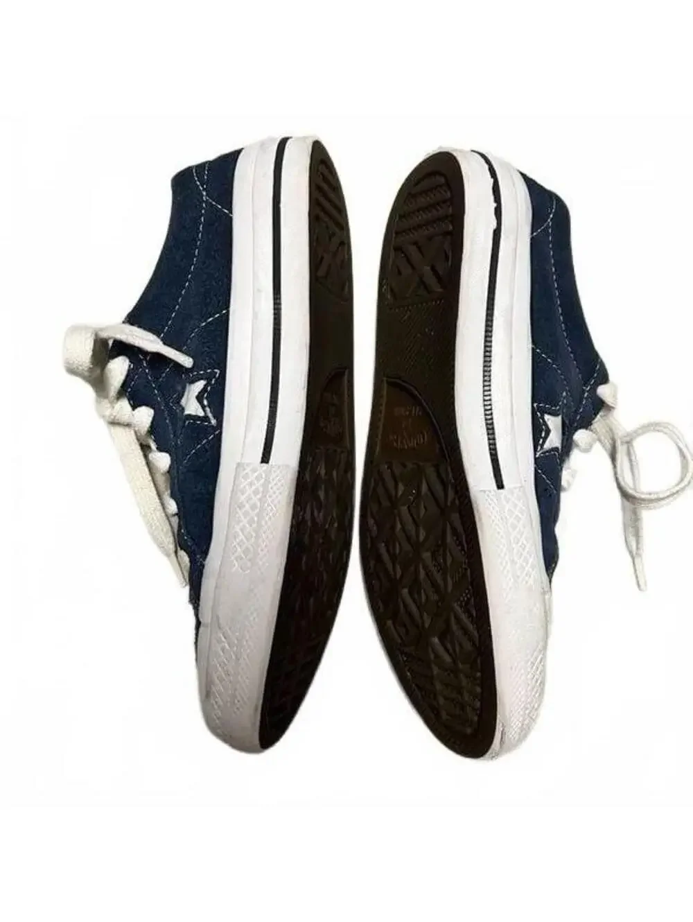 Converse Chuck Taylor Leather All Star Navy Blue White Suede Sneaker Shoe 1.5